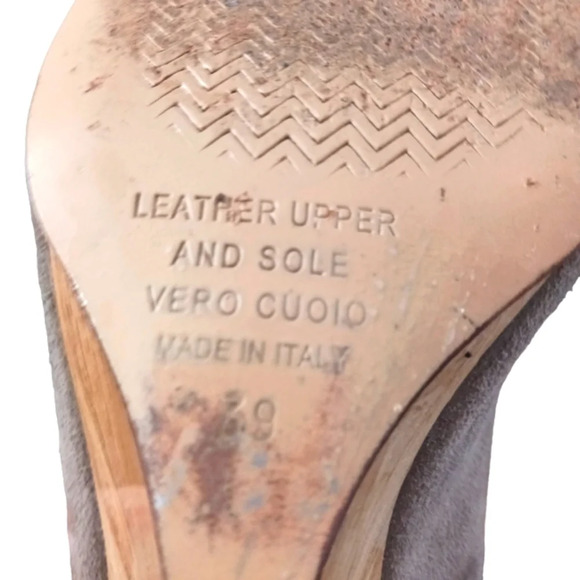 Anthropologie Latitude Femme Soft Taupe Suede Sandal Wedge Heels Open To… - Picture 9 of 10